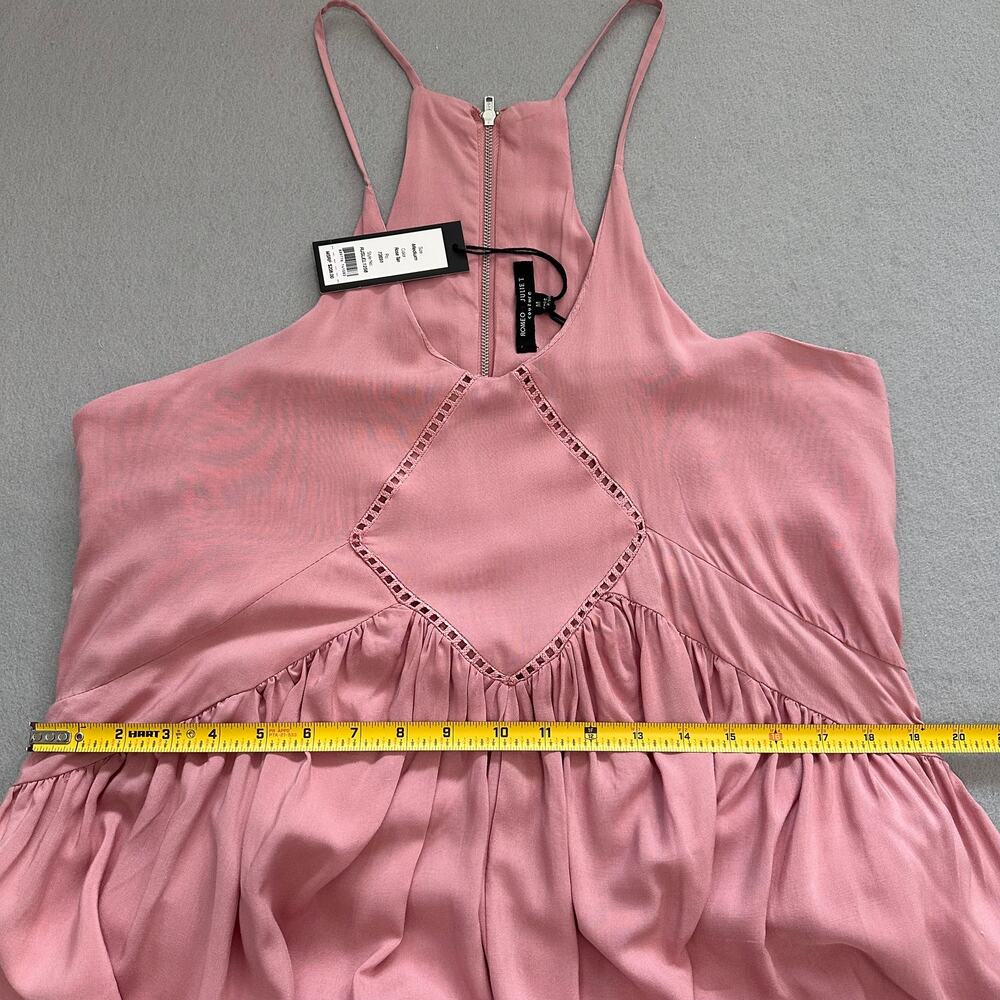 Romeo and Juliet Couture Rose Tan Swing Cutaway Trapeze Mini Dress Tunic Sz Med - Picture 10 of 12